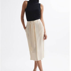 Reiss Cream Midi Skirt